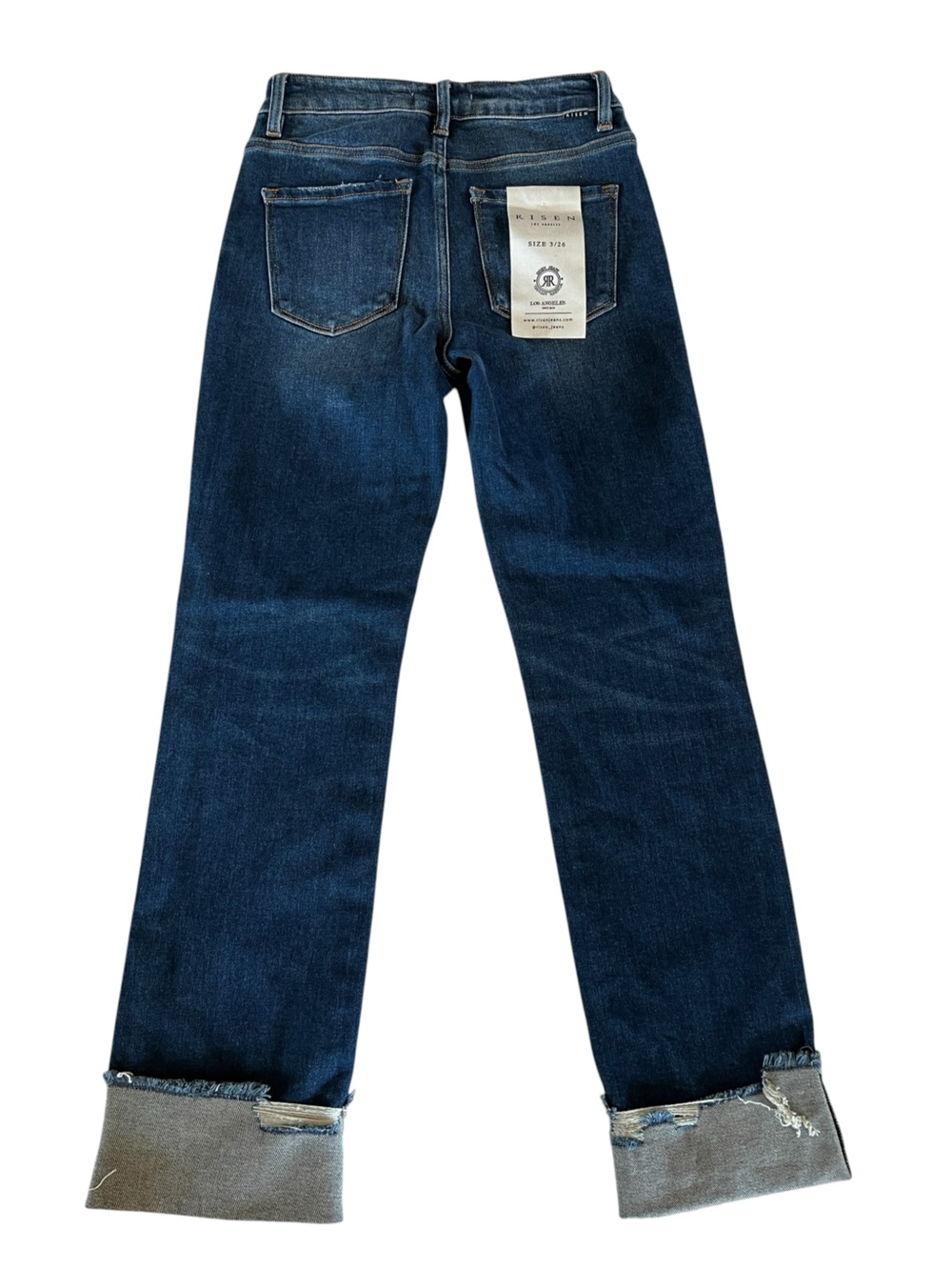 RISEN Jeans 3/26 Tummy Control High Rise Cuffed Straight Leg NWT Indie - Picture 3 of 8